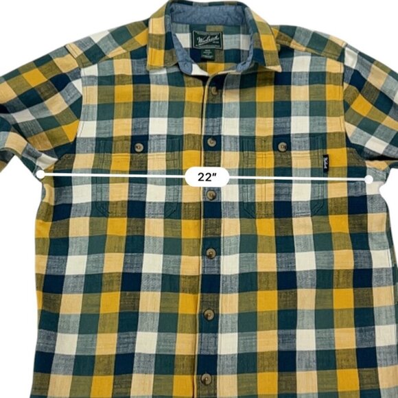 Woolrich Men's Yellow/Blue Long Sleeve Flannel Plaid Button Down Size L - Picture 8 of 11
